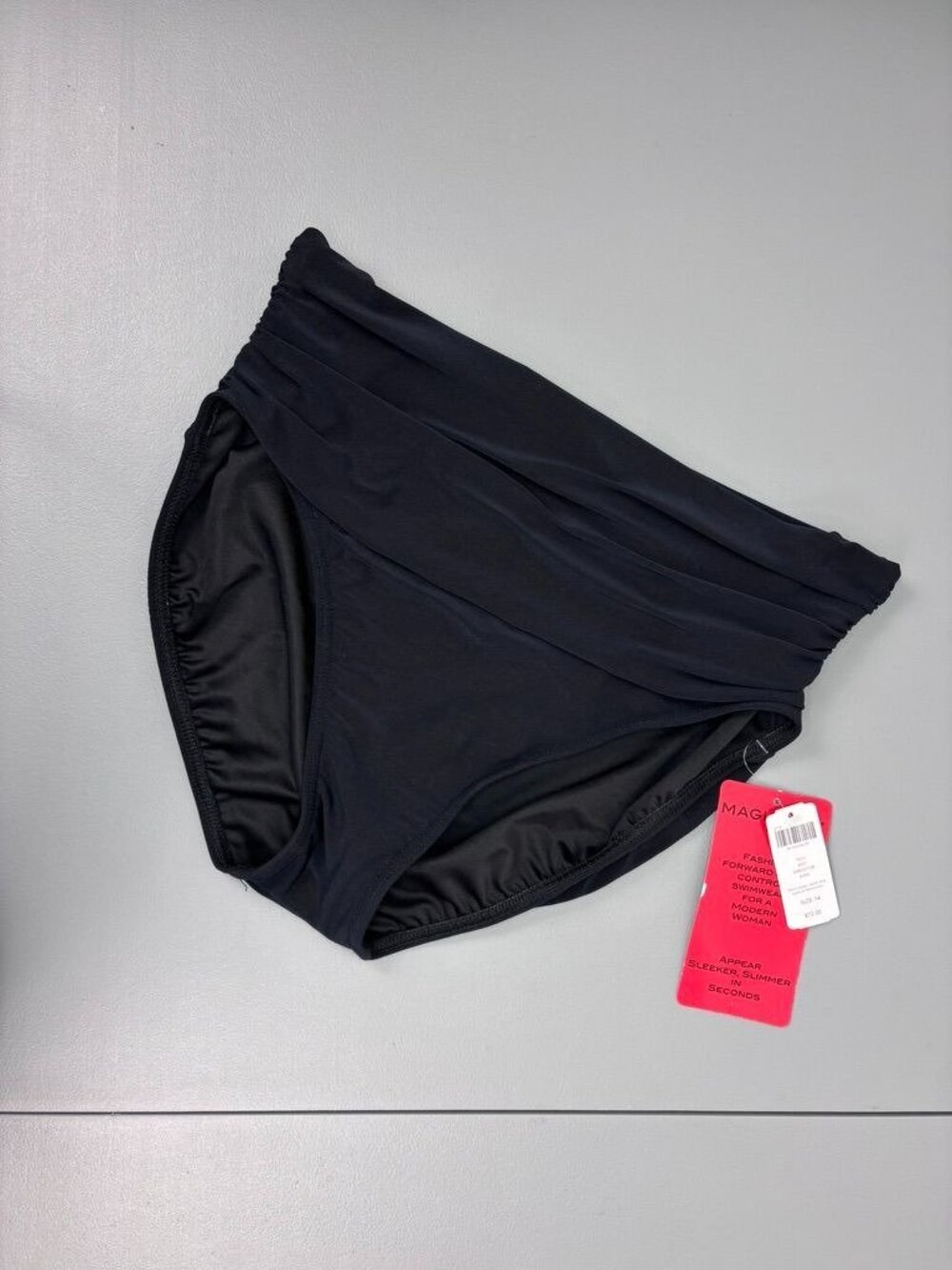 Soma Magicsuit women's 14 black high rise brief swim bottoms ruched slimming